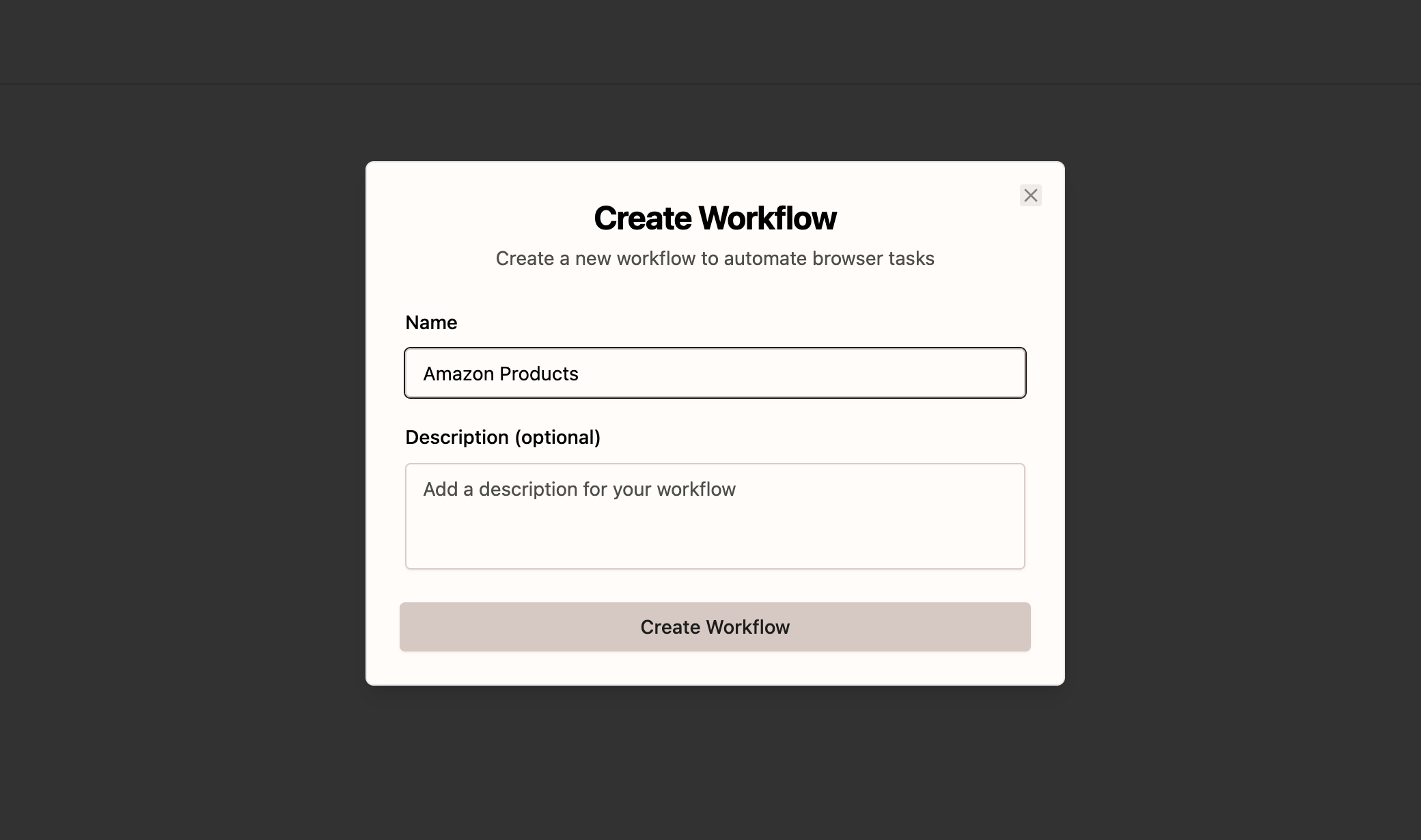 Step 1: Click the Create Workflow button Creating a workflow