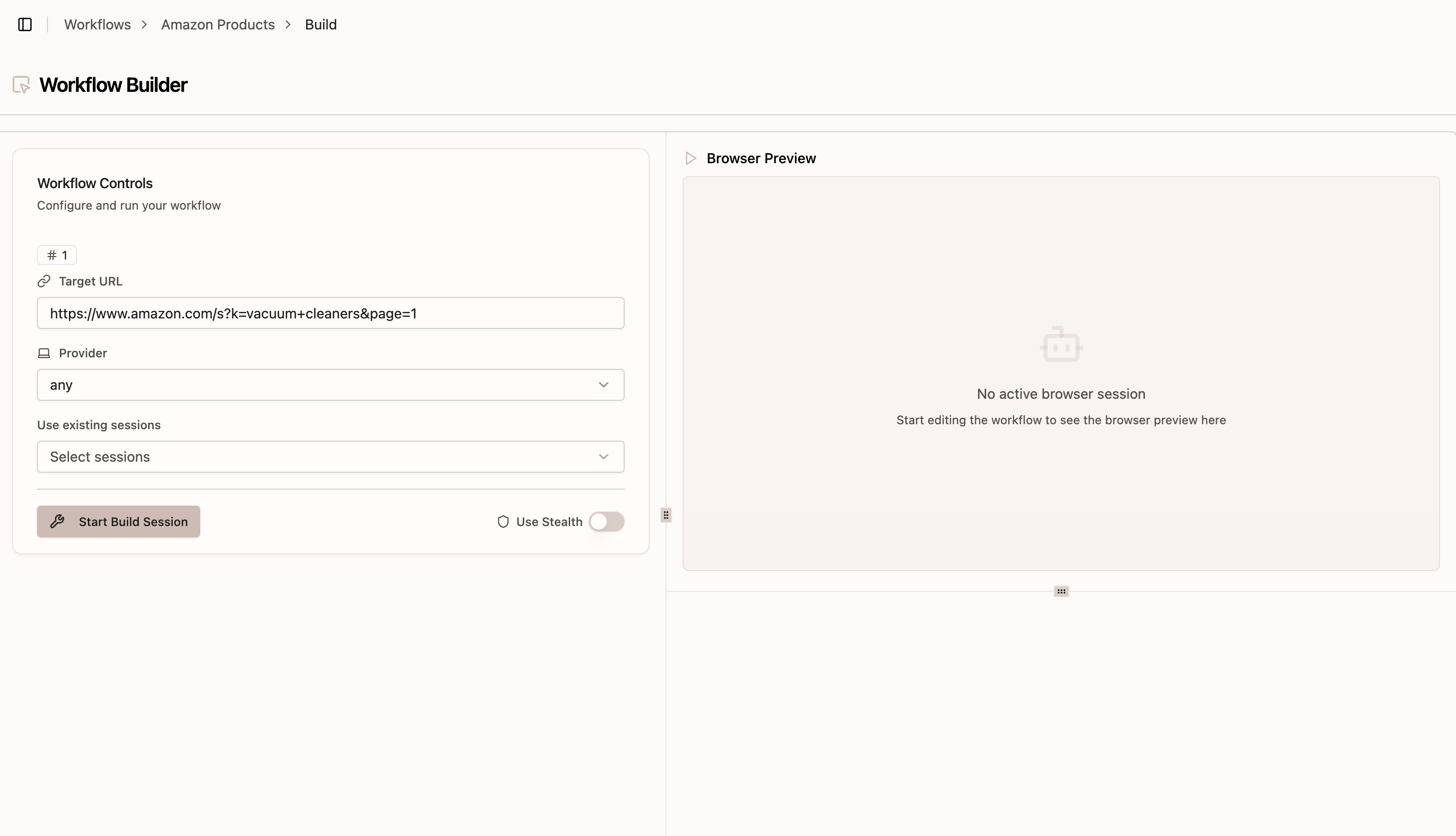 Step 2: Set the target URL Setting the target URL