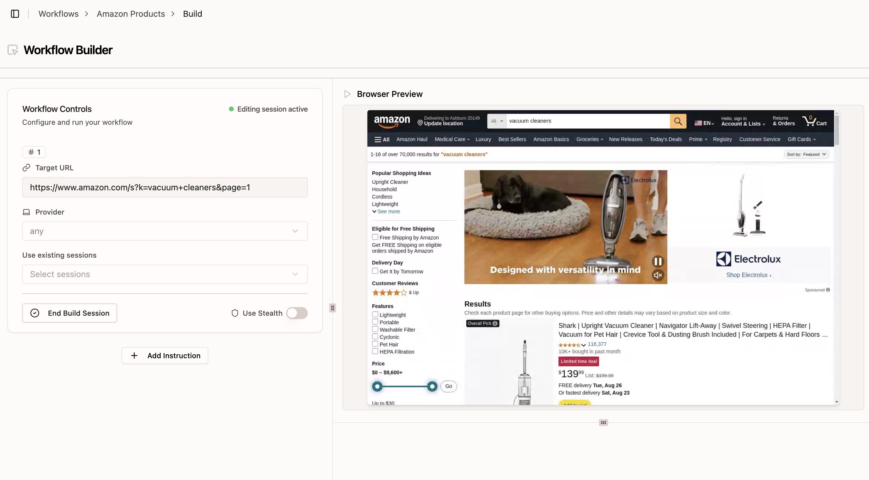 Step 3: Start a build session Starting a build session